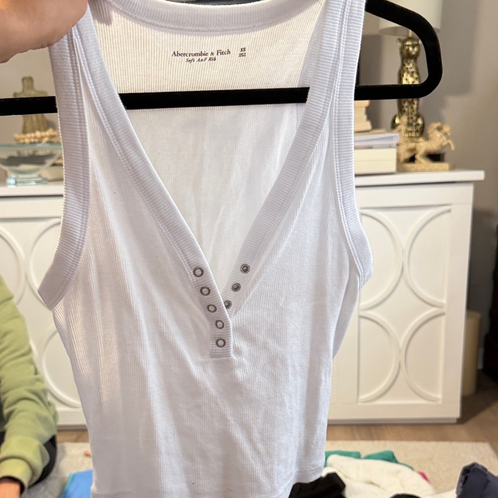 Abercrombie & Fitch White Tank with Button Accents